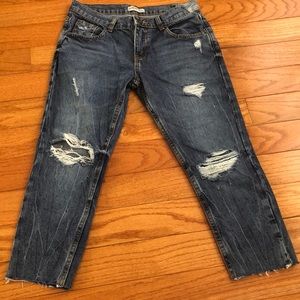 Zara Woman premium denim collection distressed  jeans capri in size 4